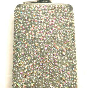 Vintage Rhinestone Pearl Flask 5oz Sparkly Bling Party Bar Gift Accessory